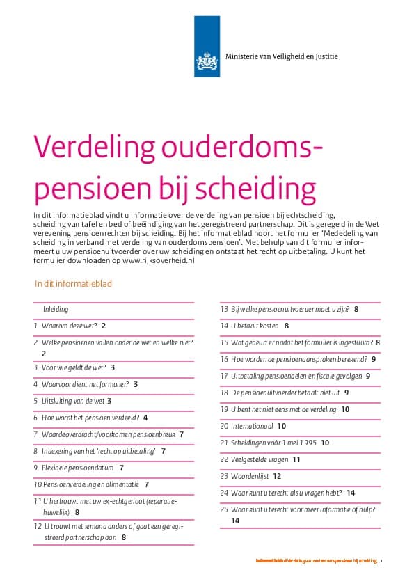 Brochure pensioenverevening